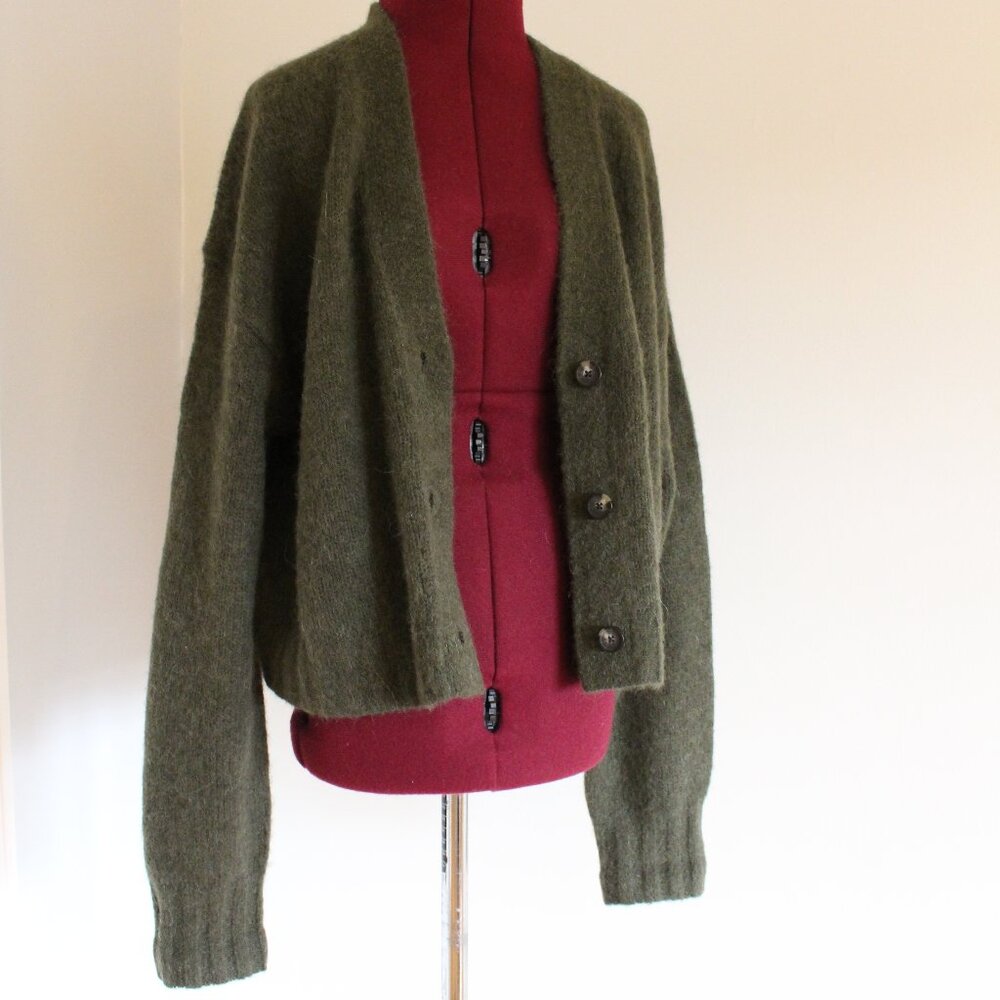 Everlane Cropped Green Alpaca Cardigan